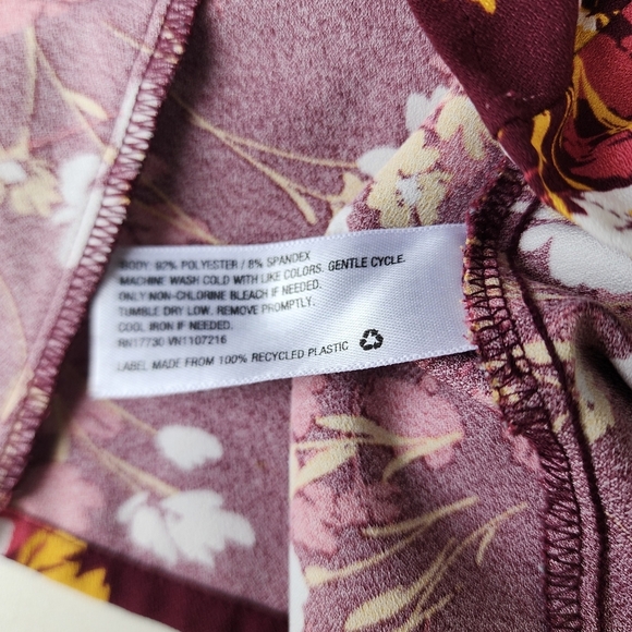 Maternity Short Flutter Sleeve Dress Isabel Maternity Maroon Floral Sz S - Picture 15 of 15